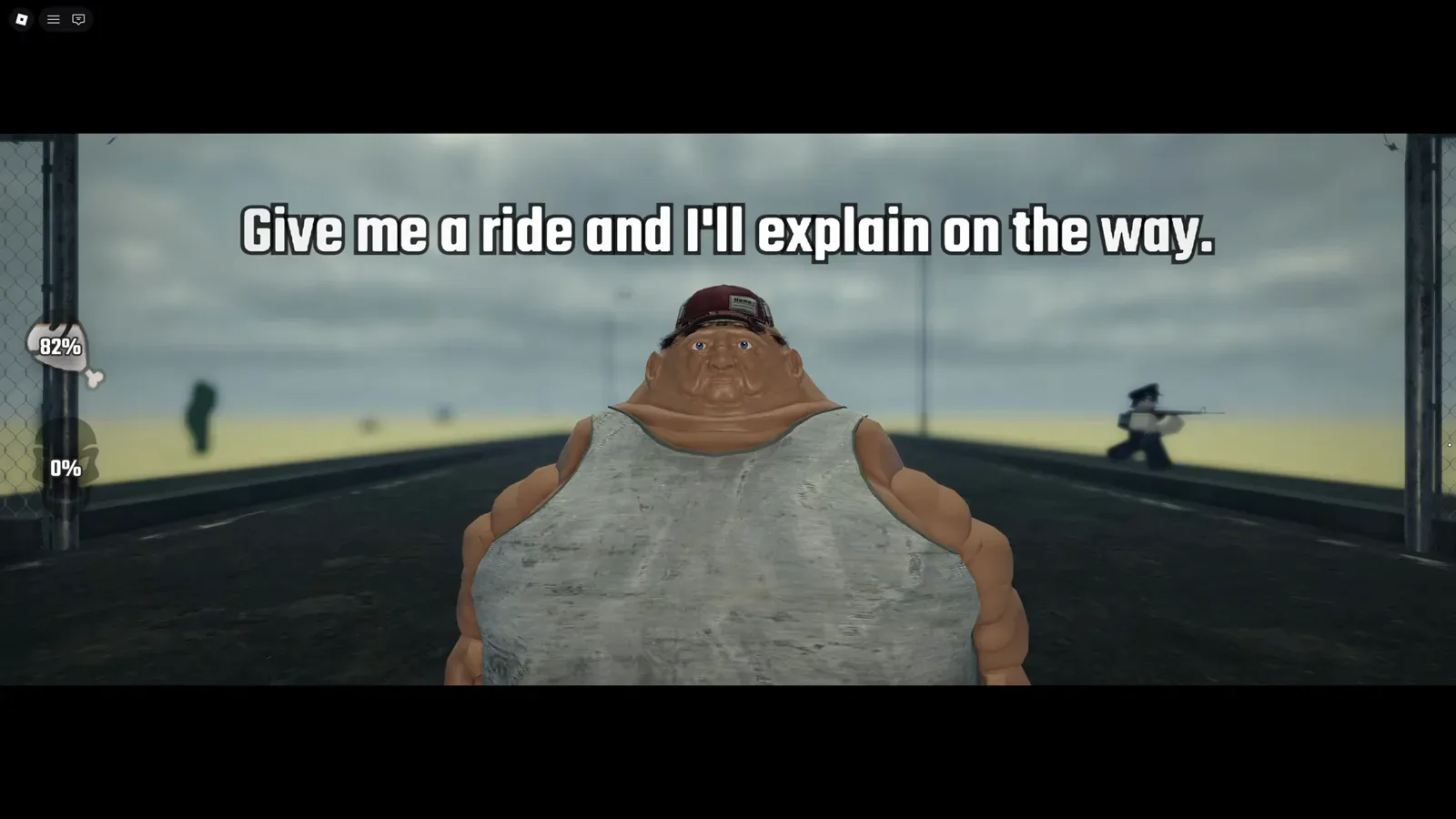 Fred dialogue card asking for a ride to the End Terminal on the road before the last stop in Last Stop Roblox
